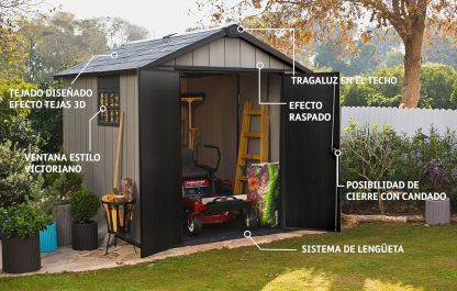 Keter Cobertizo de Almacenamiento, Oakland 759, Ideal para Jardin y Exteriores, Polipropileno, Gris