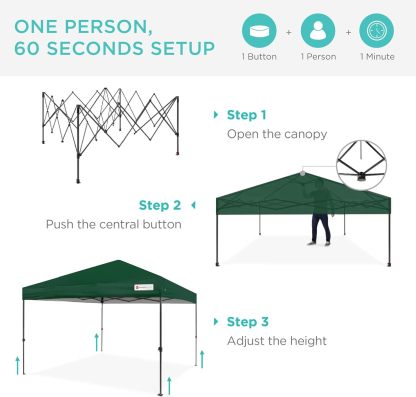 Best Choice Products - Toldo de armado fácil de 1 persona con un botón, tienda portátil e instantánea, funda, 3 x 3 metros, 4 bolsas de peso, color azul
