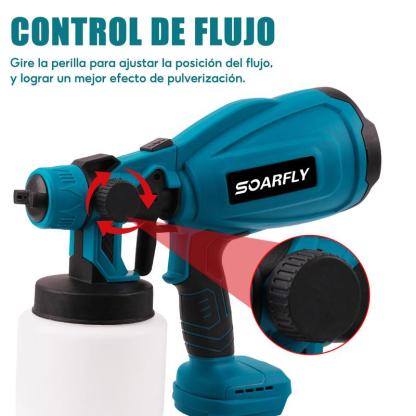 Pistola pulverizadora de mano pulverizadora eléctrica inalámbrica con 2 Batería Recargables de 2600mAh, botella pulverizadora  de 800ml (color: Azul) para Casas, Paredes, Cercas