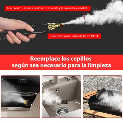 Limpiador de Vapor de Alta Presión, Máquina de Limpieza de Vapor de 2500W Portátil de Alta Temperatura para Baño, Humedad Ajustable para Uso Doméstico, Cocina, Grasa, Detalles de Coche