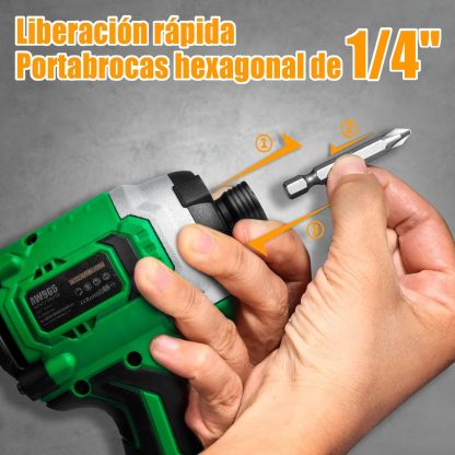 ANIRONA Kit De Atornillador De Impacto & Rotomartillo Sin Carbones, Kit Combinado de Taladro Inalámbrico Sin Escobillas Con 2 * 2000Mah Batería y Velocidades Variables
