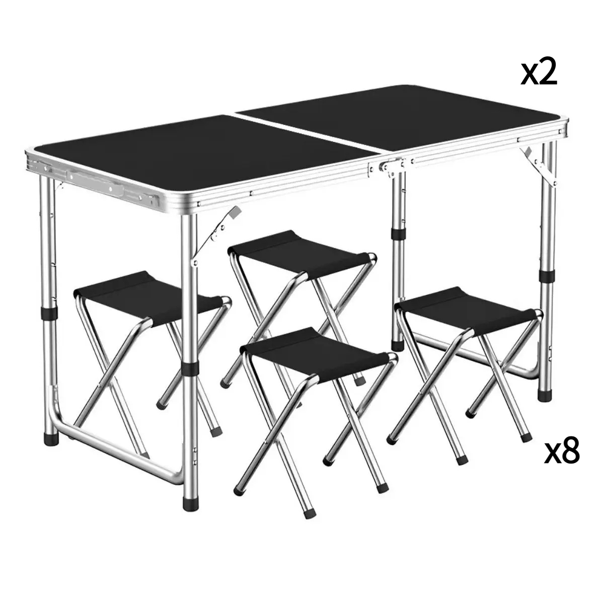 Set de Comedor Plegable 10 Piezas: 2 Mesas y 8 Sillas Tipo Maletín Fácil de Transportar