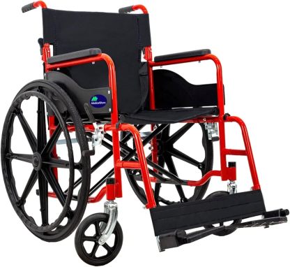 MEDICAL STORE Silla De Ruedas Ligera Adulto Mayor Todo Terreno Traslado Plegable Compacta Con Freno De Mano Rehabilitación Con Descansa Pies Abatible