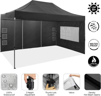 COBIZI - Toldo desplegable de 10 x 20 Pulgadas con 6 Paredes Laterales, toldo Impermeable para Eventos al Aire última intervensión, UPF 50+ cenador portátil para Fiestas, Playa, Camping, Boda,
