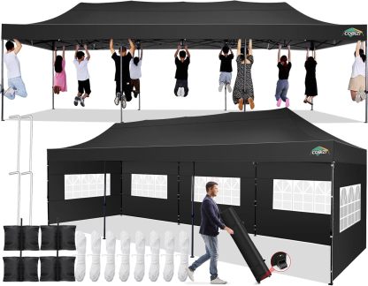 COBIZI - Toldo desplegable de 10 x 20 Pulgadas con 6 Paredes Laterales, toldo Impermeable para Eventos al Aire última intervensión, UPF 50+ cenador portátil para Fiestas, Playa, Camping, Boda,