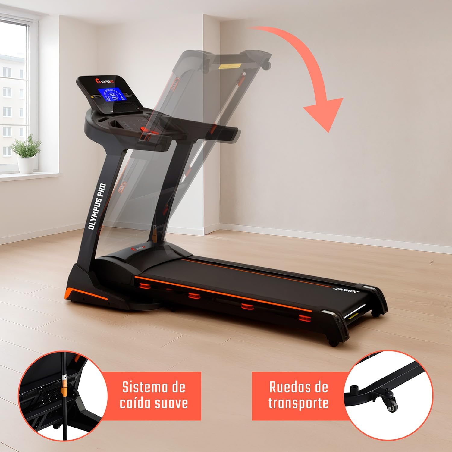 CENTURFIT Caminadora Profesional 3.5 HP Plegable con Inclinación 15 Niveles Superficie 135X48 Cm Pantalla Digital con Bluetooth Y 12 Programas Velocidad 1-18 Km/H Capacidad 140 Kg Gimnasio En Casa