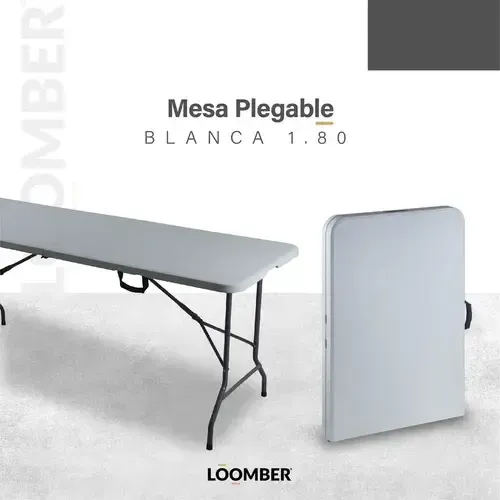 Set 2 Mesas Plegables Blancas 180 cm Portátiles