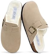 Zuecos para Mujer de Piel Suave con Forro, Zuecos para Mujer de Gamuza con Forro Polar Blanco, Sa...