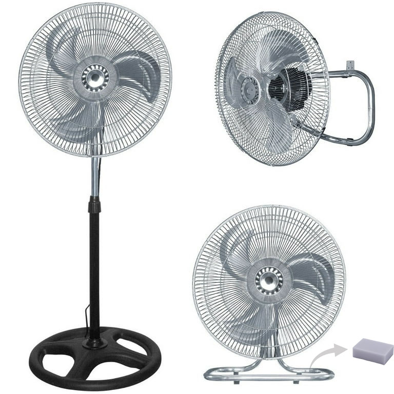 Ventilador Aspas metálico 3 en 1 Gutstark Pedestal 18 base soporte 1,3 mt-Nano Sponge Magic Wipe