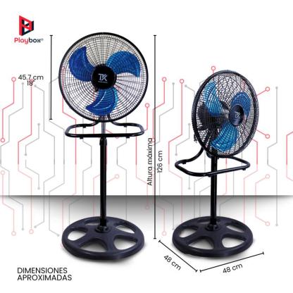 Ventilador 18" con Pedestal 3 en 1 Premium Silencioso con Velocidad Ajustable, Potencia Estable y Rejillas de ABS