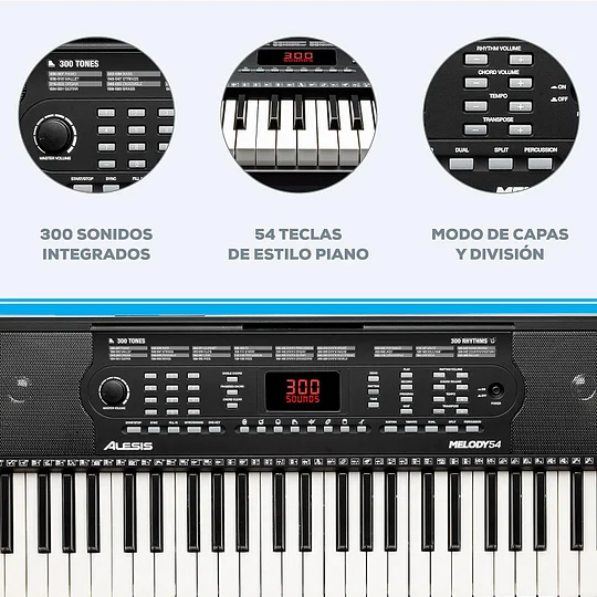 Alesis Melody 61 - Piano eléctrico con 61 teclas, Teclado Musical con altavoces, audífonos, micrófono, soporte para piano, atril y taburete