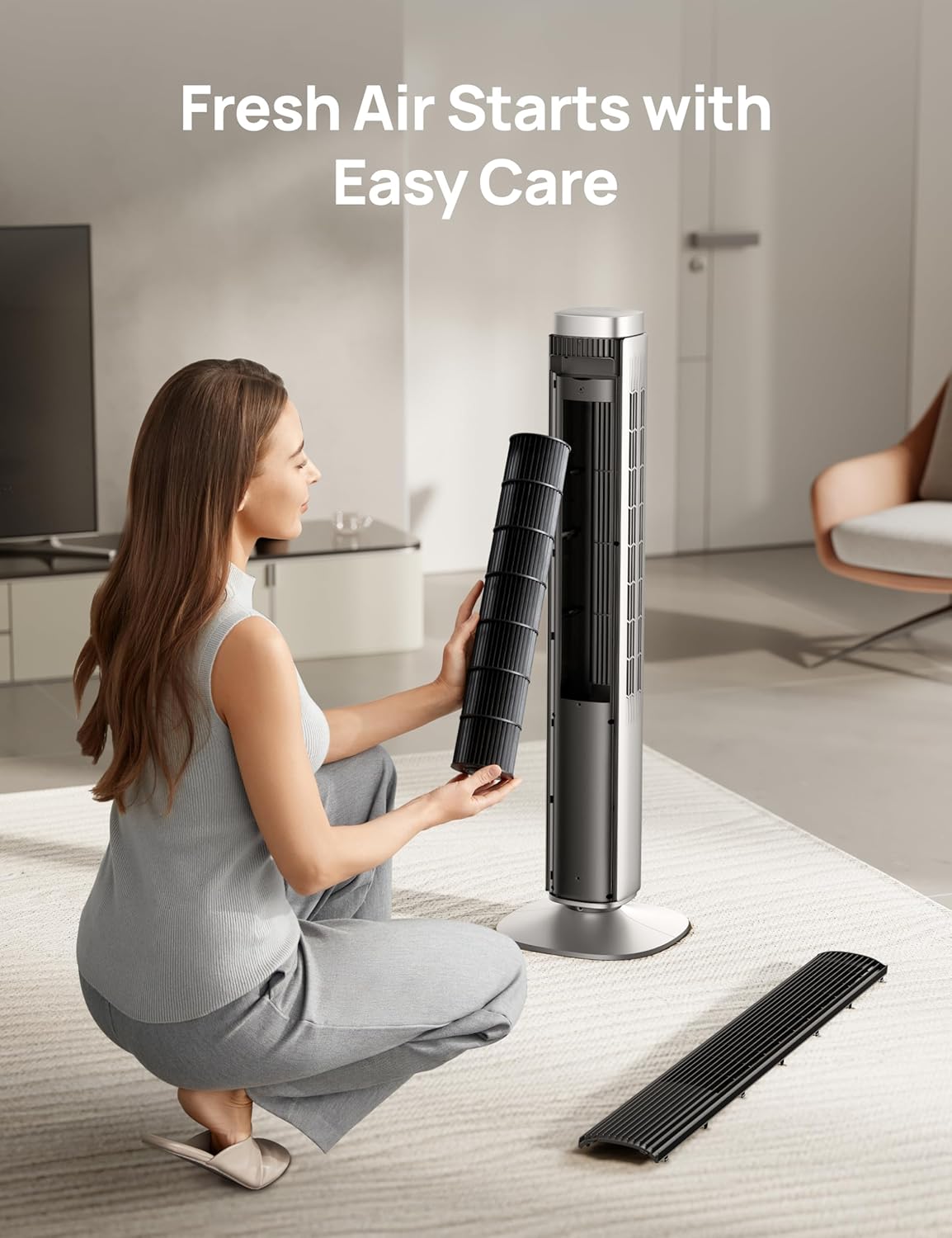 Dreo 42'' Pilot Pro Tower Fan with Remote, 25 DB Quiet DC Portable Bladeless Fan, 90° Oscillating,12H Timer, 9 Speeds,4 Modes, LED Display with Touch Control, Floor Fans for Bedroom Home Office