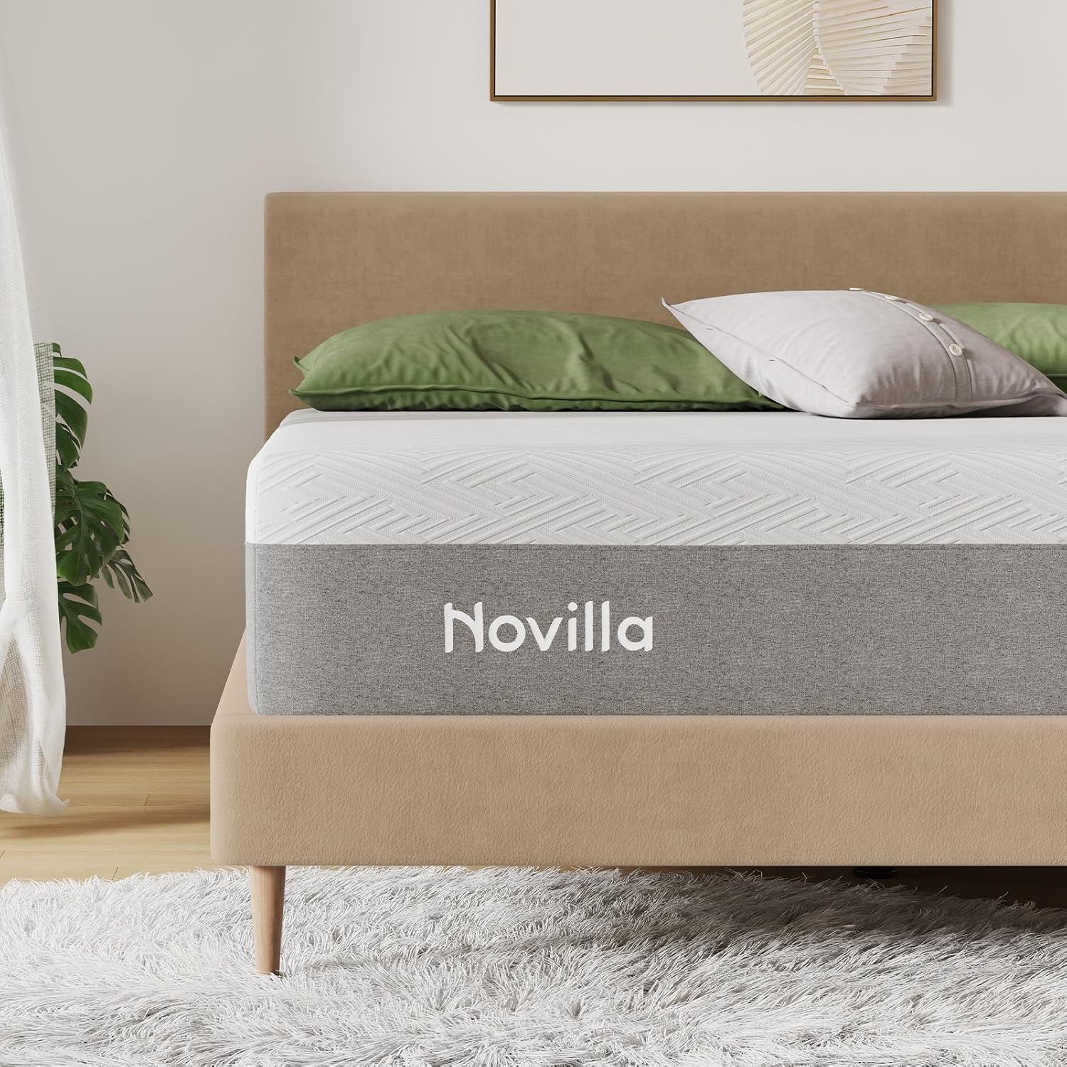 Novilla Colchón California King 🛏️, Espuma Viscoelástica con Gel 10 Pulgadas, Frescura y Alivio de Presión, Dureza Media