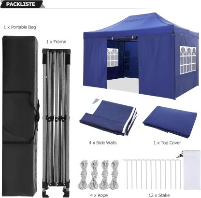 COBIZI - Toldo desplegable de 10 x 20 Pulgadas con 6 Paredes Laterales, toldo Impermeable para Eventos al Aire última intervensión, UPF 50+ cenador portátil para Fiestas, Playa, Camping, Boda,