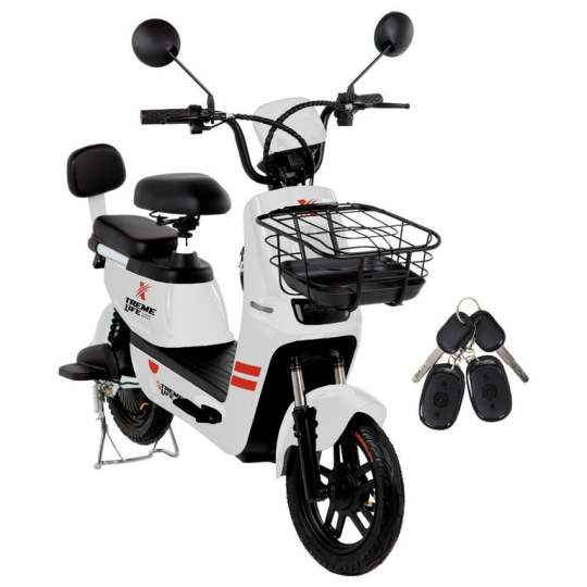 Bicicleta Xtreme Life SKYMTRBIKE Con Canastilla Moto Electrica 50 Km 350w 0-33km/h Color Negro