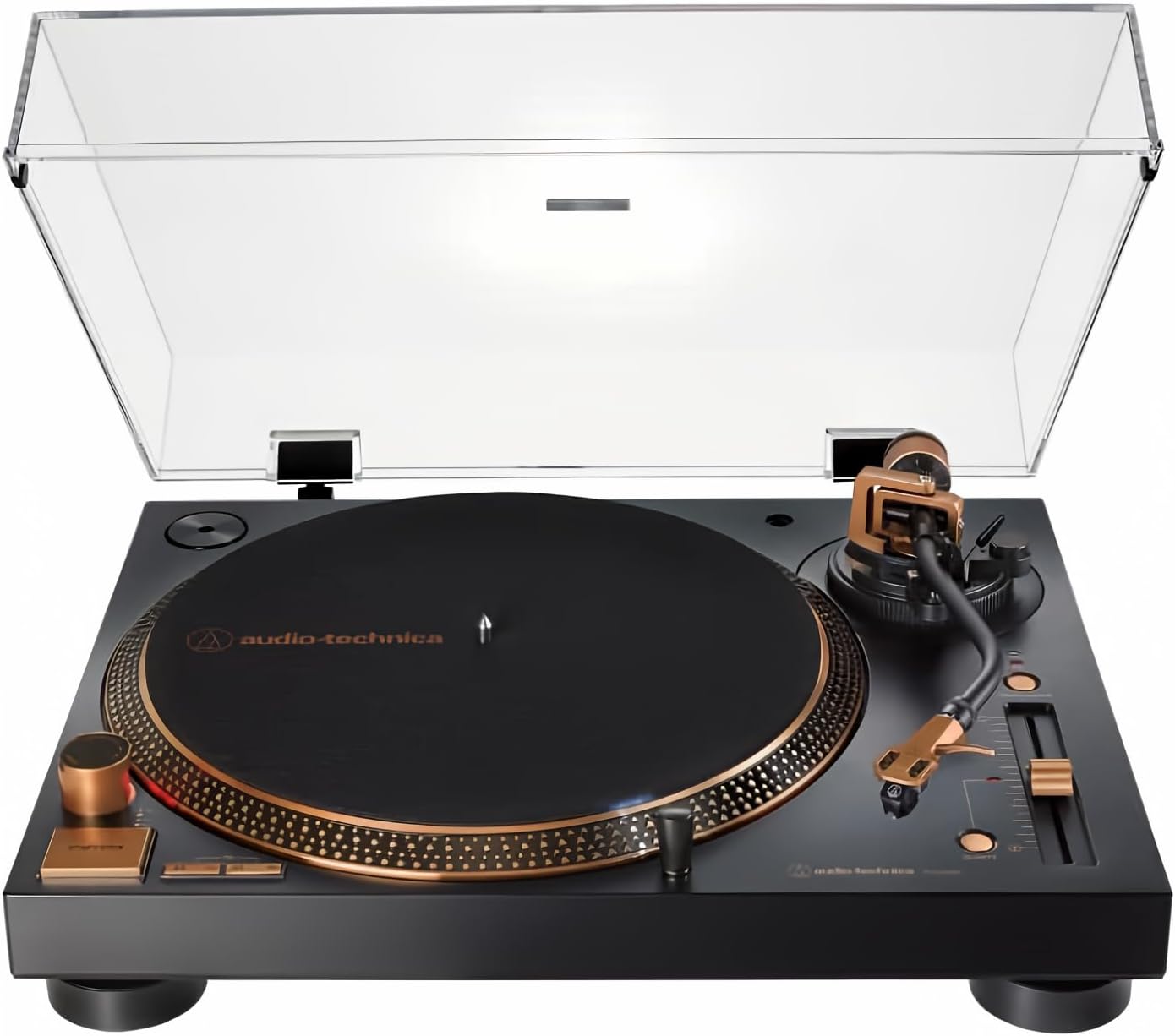 Audio-Technica - Tocadiscos AT-LP120XUSB-BK con accionamiento directo (analógico y USB), totalmente manual, alta fidelidad, 3 velocidades, convierte vinilo a digital, antipatinaje y control de tono variable, negro