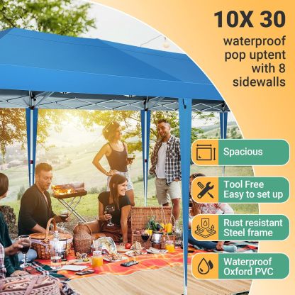 COBIZI - Toldo desplegable de 10 x 20 Pulgadas con 6 Paredes Laterales, toldo Impermeable para Eventos al Aire última intervensión, UPF 50+ cenador portátil para Fiestas, Playa, Camping, Boda,