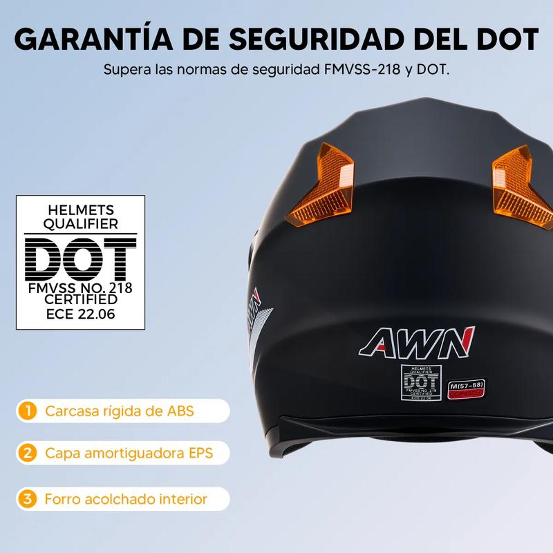 Casco Motocicleta Transpirable Con Visera De Doble Capa Dot