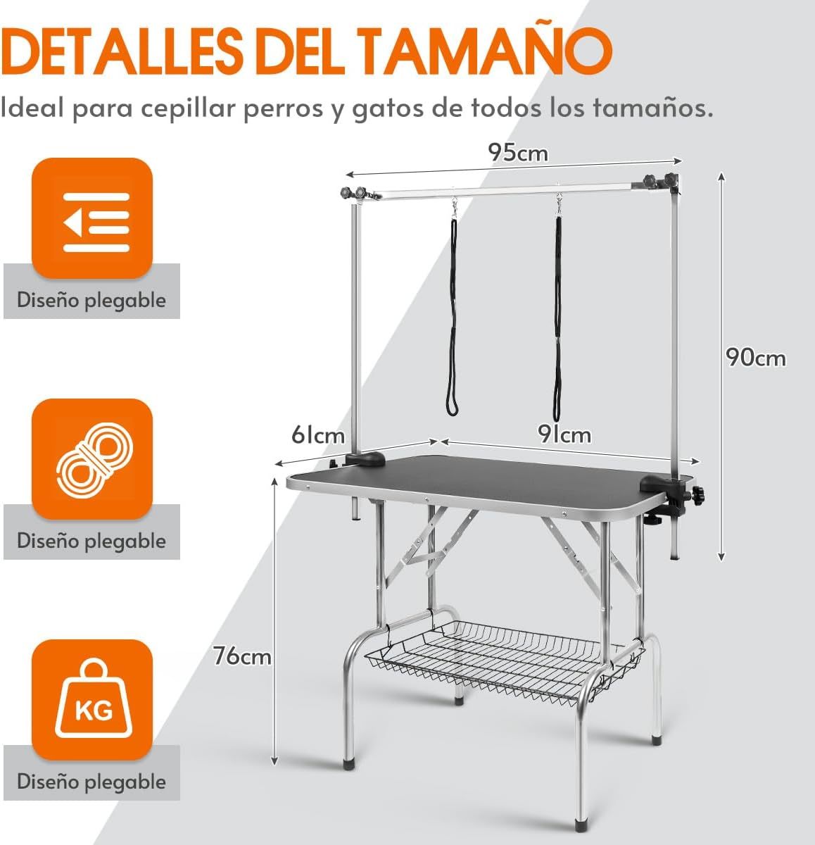 Mesa Estetica Canina, Mesa de Aseo Plegable para Mascotas en Casa, Mesa de Aseo para Perros de 36 Pulgadas, Mesa de Aseo Profesional para Mascotas