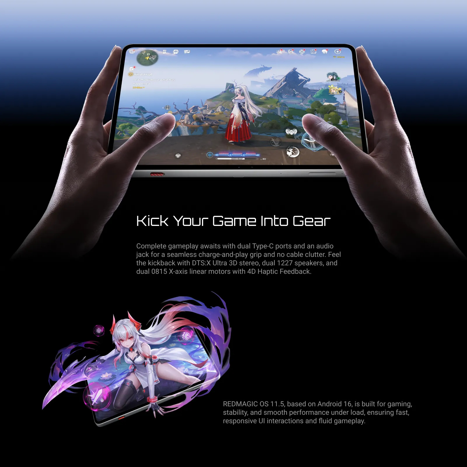 Redmagic Astra 2 Tableta Gaming, 16GB RAM + 512GB Almacenamiento, Pantalla OLED 185Hz, Snapdragon 8 Elite Gen5, Refrigeración Líquida, Batería 8300mAh Carga Rápida 75W