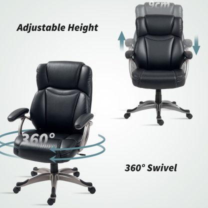 HOMCOM Silla de Oficina con Respaldo Alto, Silla de Ordenador Giratoria Inclinable
