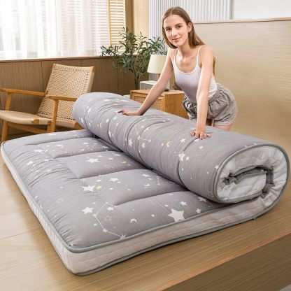 MAXYOYO - Puf plegable para sofá, cama, colchón de piso para adultos, extra grueso, 6 pliegues, sofá para recámara, sala de estar, beige, 135 x 240 cm
