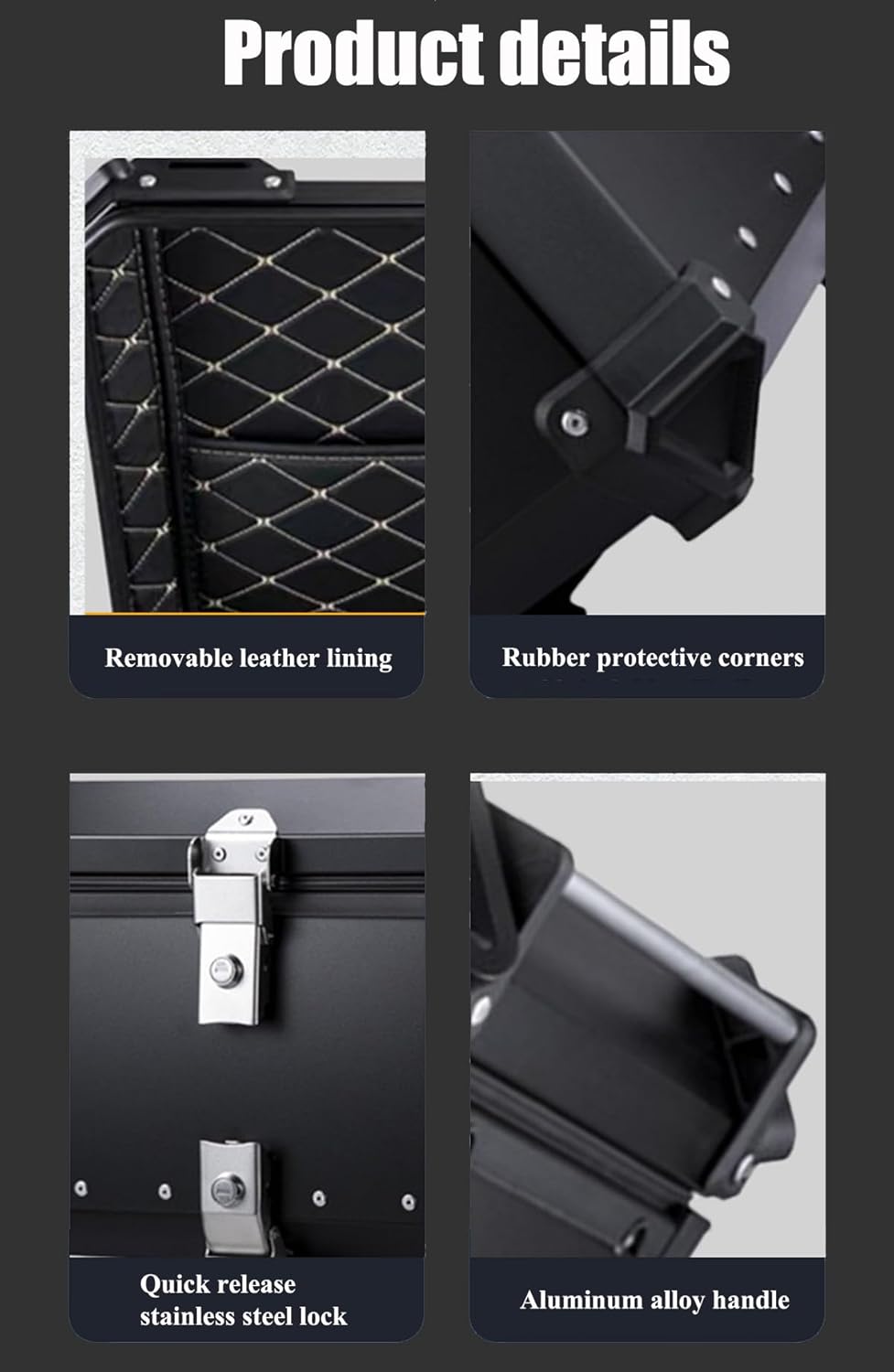 LWCHUANG - Caja superior para motocicleta, caja trasera de aleación de aluminio de 28 L, caja superior impermeable para motocicleta con bloqueo de seguridad y herramientas de instalación, adecuada
