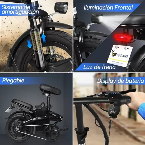 Bicicleta Eléctrica Plegable Para Dos Pasajeros 35 Km/h