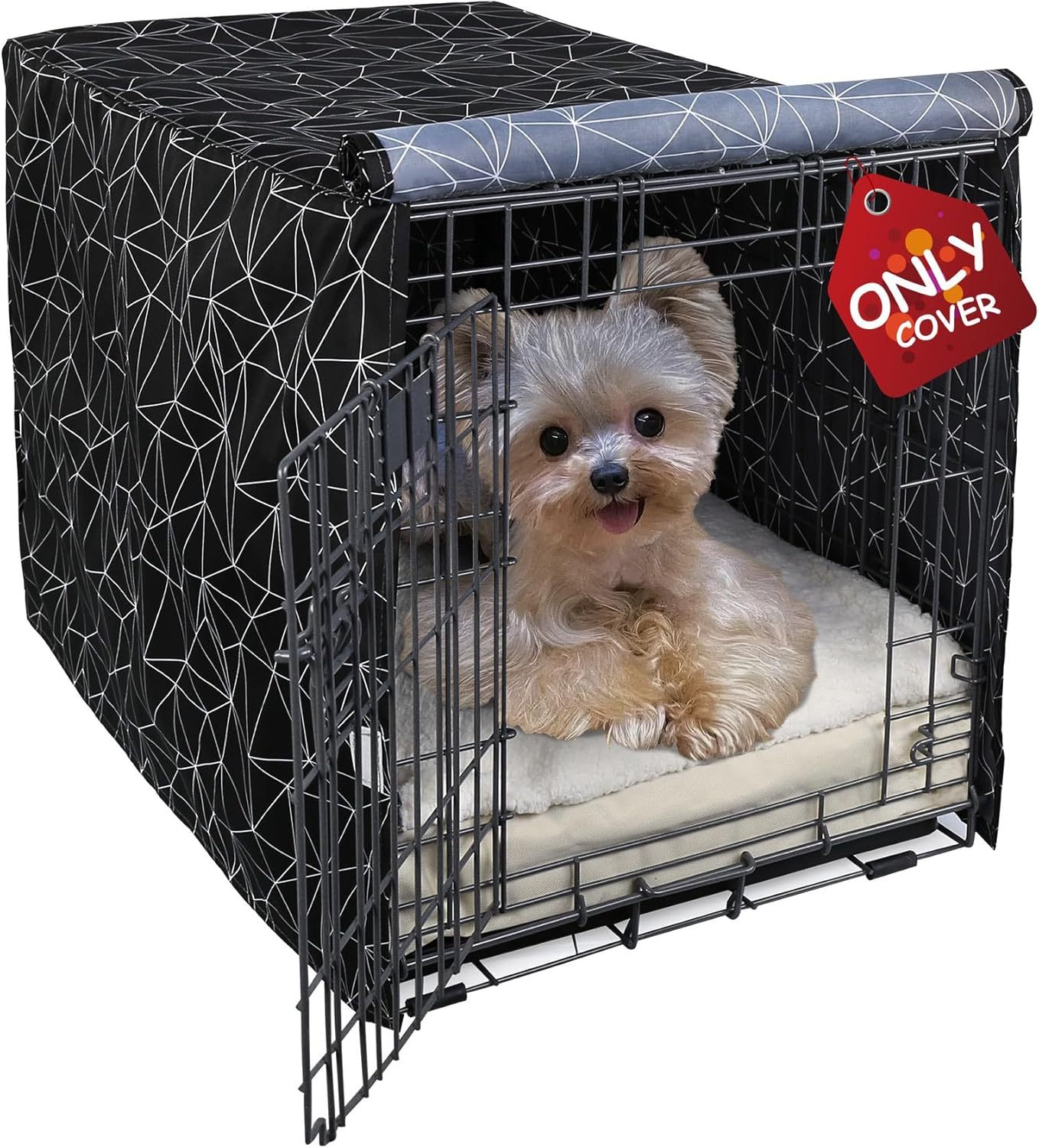 Explore Land Funda para jaula de perro de 42 pulgadas, funda de poliéster duradera para perrera de mascotas, ajuste universal para jaula de perro de alambre 1 (negro)
