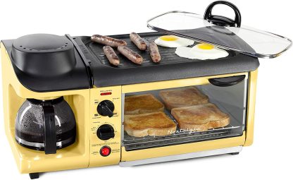 NOSTALGIA BST3RR Retro 3-in-1 Family Size Breakfast Station, Red