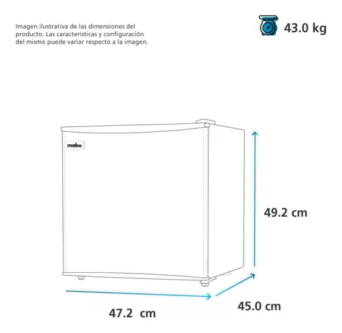 Refrigerador Frigobar Mabe Rmf0260xmxx Acero Inoxidable Capacidad 45.8l Mini 115v Electrico Chiquito