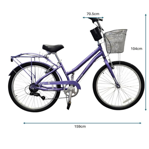 Bicicleta Urbana Huffy Seville Rodada 24 Morado