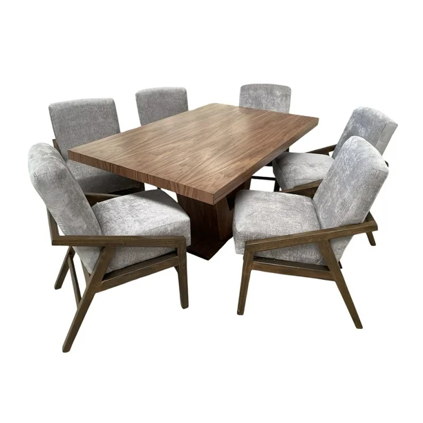 Comedor Dallas 6 Sillas SALVANTO Chapa De Nogal 160x100 cm