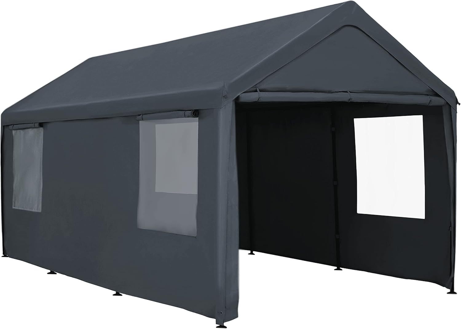 Carport - Toldo para automóvil de 12 x 20 pies, resistente con ventanas transparentes, paredes laterales y puertas extraíbles, para todas las estaciones y garaje portátil para barco, fiesta de boda, campamento al aire libre, comercial, resistente a los ra