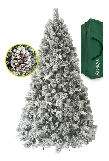 Árbol Navideño Nevado Alberta 1600ramas Piñas Gigantes 2.2m