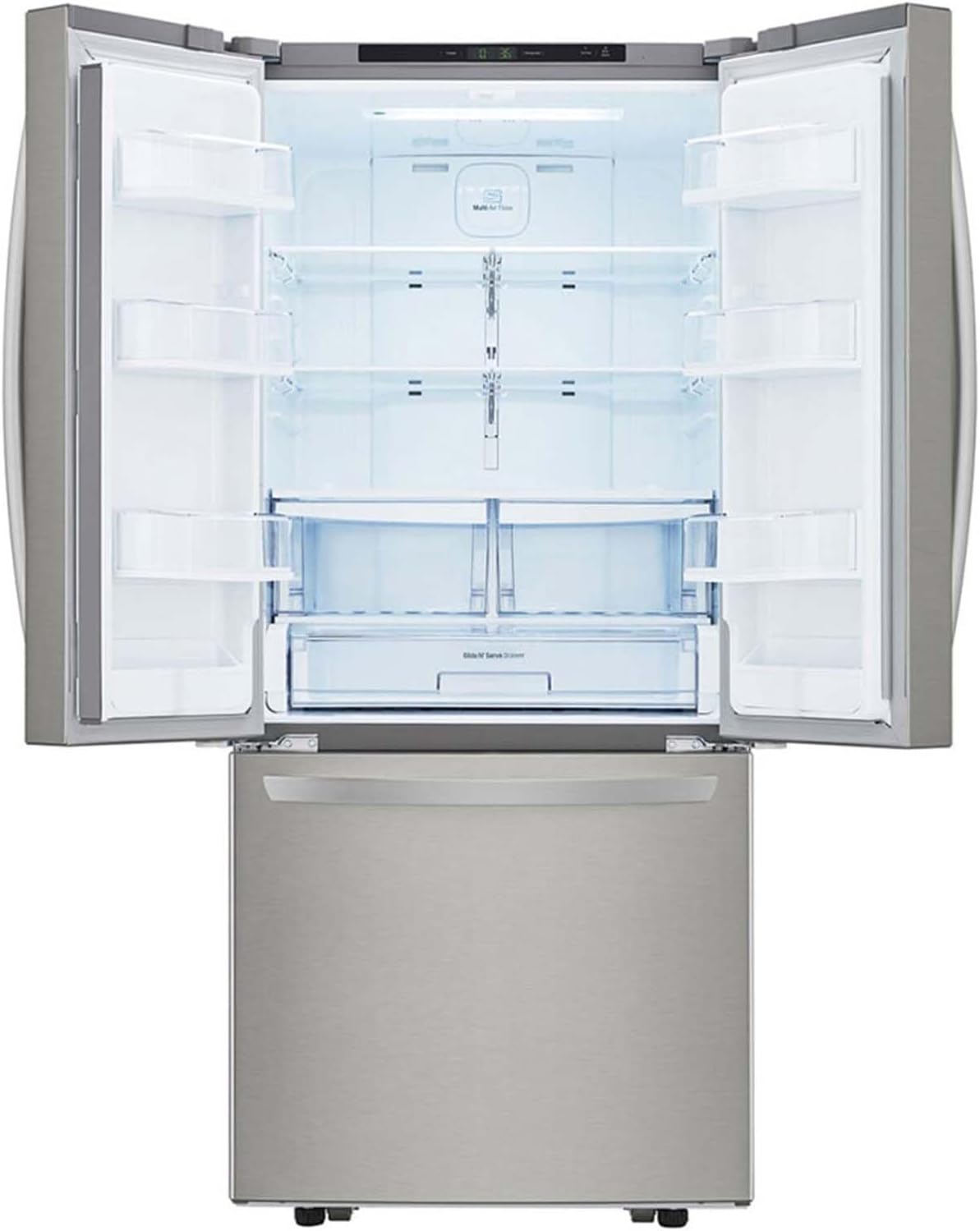 Refrigerador LG French Door 22 pies cúbicos, Acero Inoxidable con Autodiagnóstico Smart Diagnosis, descongelacion automatica, gris, modelo GF22BGSK