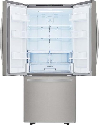 Refrigerador LG French Door 22 pies cúbicos, Acero Inoxidable con Autodiagnóstico Smart Diagnosis, descongelacion automatica, gris, modelo GF22BGSK