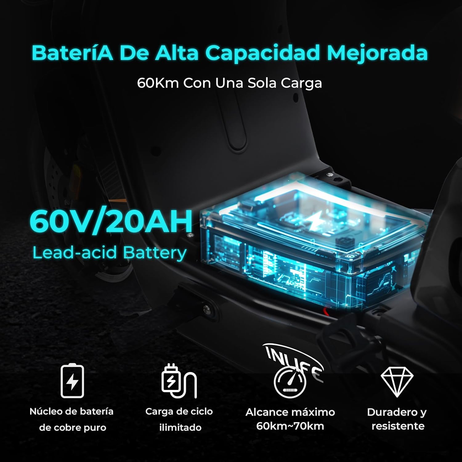 400W Bicicleta Eléctrica Potente, Bicicleta Electrica para Adultos de 40km/h, Rango de 60-70km Eike, Batería de Plomo de 48V/20Ah, Perfecto para Carreteras y Desplazamientos Diarios