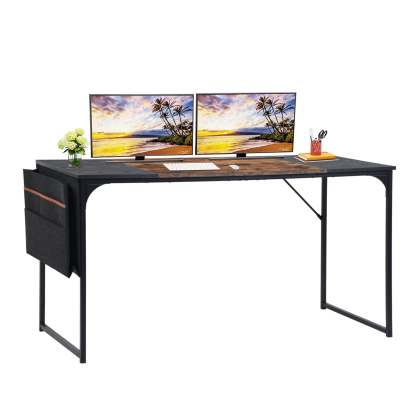 Escritorio Grande 140cm Color Madera con Negro,con Bolsa de Almacenamiento