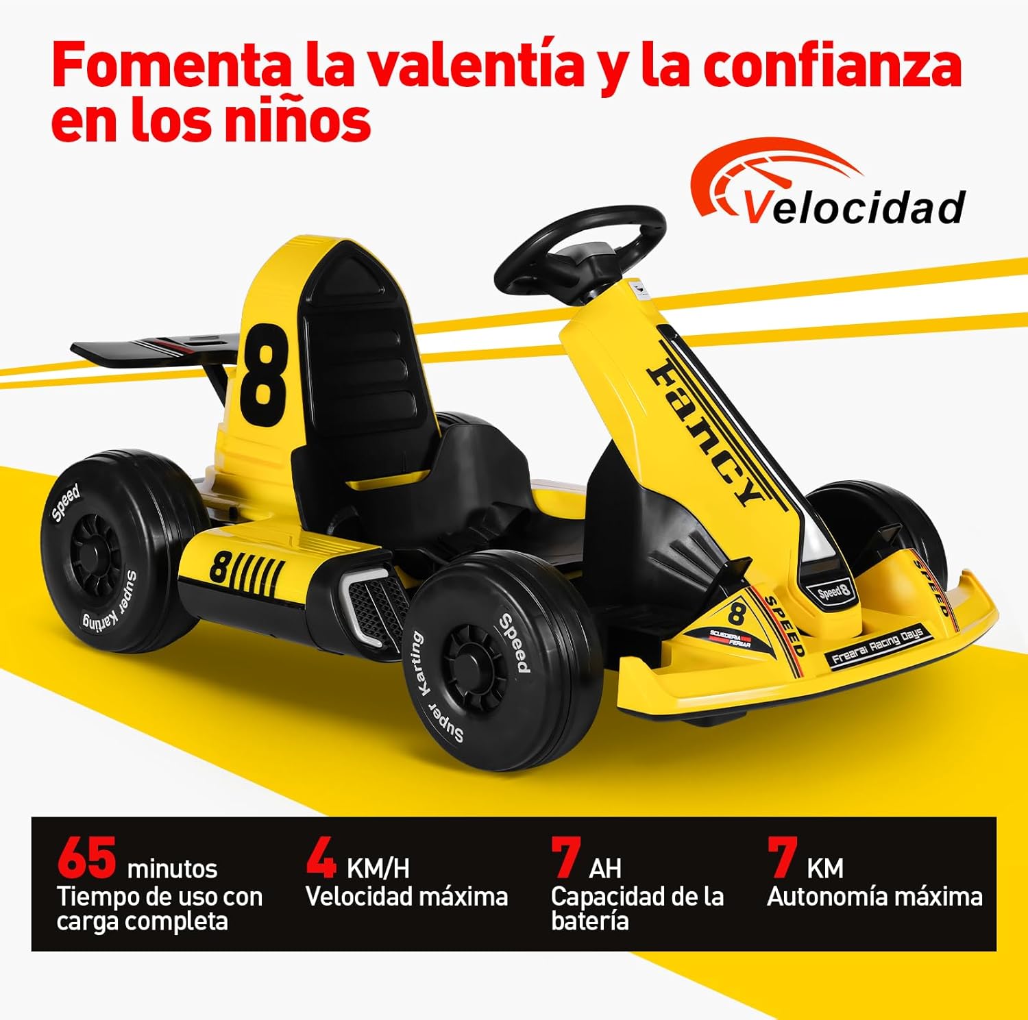 HONEYWHALE Go Kart Eléctrico para Niños con Asiento Ajustable, Modo Control Remoto, Velocidad Máxima 4km/h, Carro Electrico Niño Montable con Luz Led y Musica, Moto Electrica Infantil Niño