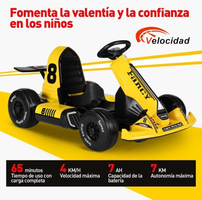 HONEYWHALE Go Kart Eléctrico para Niños con Asiento Ajustable, Modo Control Remoto, Velocidad Máxima 4km/h, Carro Electrico Niño Montable con Luz Led y Musica, Moto Electrica Infantil Niño