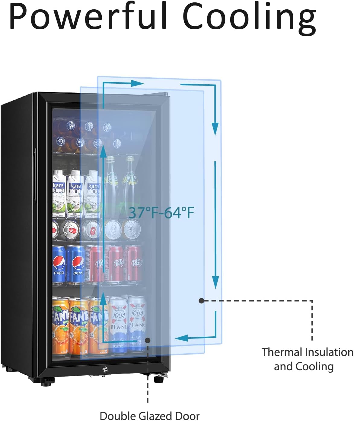 Saeoola - Refrigerador para bebidas, mini refrigerador de 3.2 pies cúbicos con puerta de vidrio doble, enfriador para refrescos, cerveza o vino para el hogar, oficina o bar con estantes extraíbles-Manteles