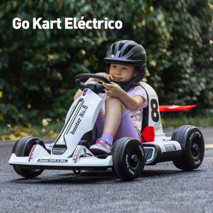 HONEYWHALE Go Kart Eléctrico para Niños con Asiento Ajustable, Modo Control Remoto, Velocidad Máxima 4km/h, Carro Electrico Niño Montable con Luz Led y Musica, Moto Electrica Infantil Niño