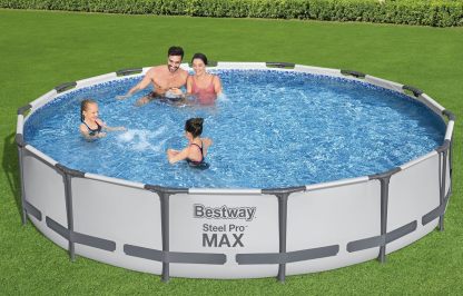 Bestway Steel Pro MAX - Juego de piscina redonda sobre el piso de 14 x 33 pulgadas, incluye bomba de filtro de 530 galones