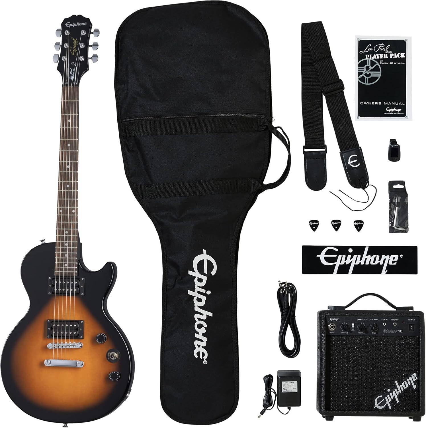 Epiphone PPEG-EGL1VSCH1 Paquete Guitarra Eléctrica, color Sunburst