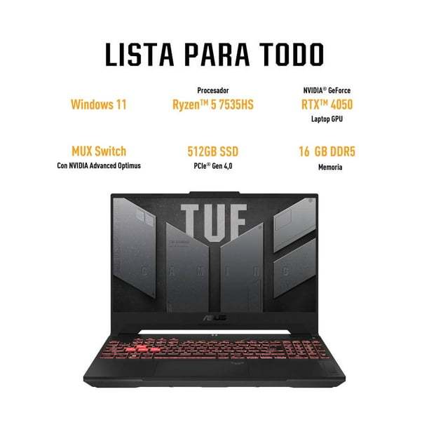 Laptop Gaming Asus TUF Ryzen 5/16 GB RAM/512 GB SDD