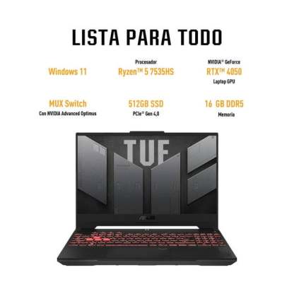 Laptop Gaming Asus TUF Ryzen 5/16 GB RAM/512 GB SDD