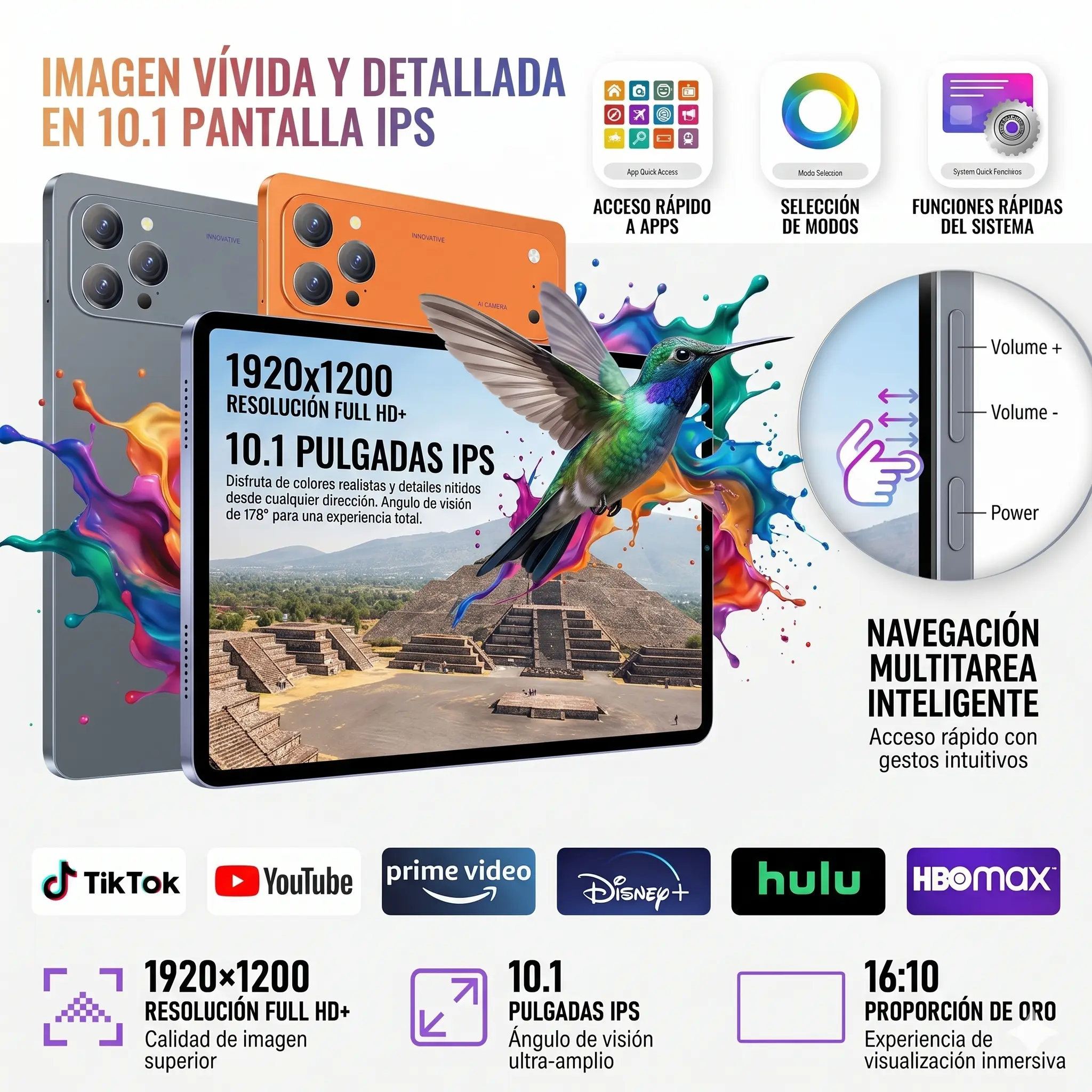 Tablet 10.1" Android 15 Rendimiento Fluido | Octa-Core | 16GB+256GB | Pantalla HD | 10000mAh | WiFi 5G | Accesorios Incluidos