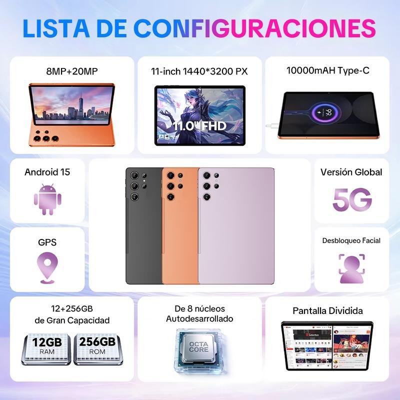 【Regalos Navideños】X9 Ultra 11\" Tablet Android 15 con 256GB Almacenamiento, 12GB RAM, Batería 10000mAh y WiFi 5G
