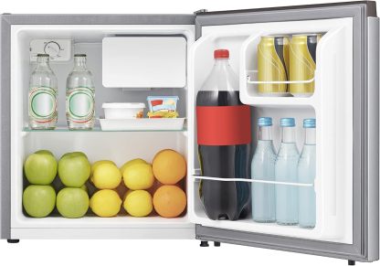 Hisense RR16D6AGX1- Frigobar,1.6 pies cúbicos,Congelador independiente,Termostato ajustable,Estantes para botellas de 2 litros,45x47x50cm(AnchoxLargoxAlto),Gris